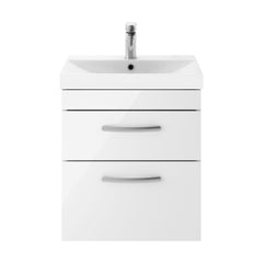 [BFRI020D] Millwich Contemporary 2 Drawer Wall Hung Vanity Unit with Thin Edge Basin - Choice of Size and Colour - Cutout