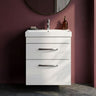 [BFRI020D] Millwich Contemporary 2 Drawer Wall Hung Vanity Unit with Thin Edge Basin - Choice of Size and Colour - Silo