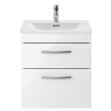 [BFRI020G] Millwich Contemporary 2 Drawer Wall Hung Vanity Unit with Curved Basin - Choice of Size and Colour - Cutout