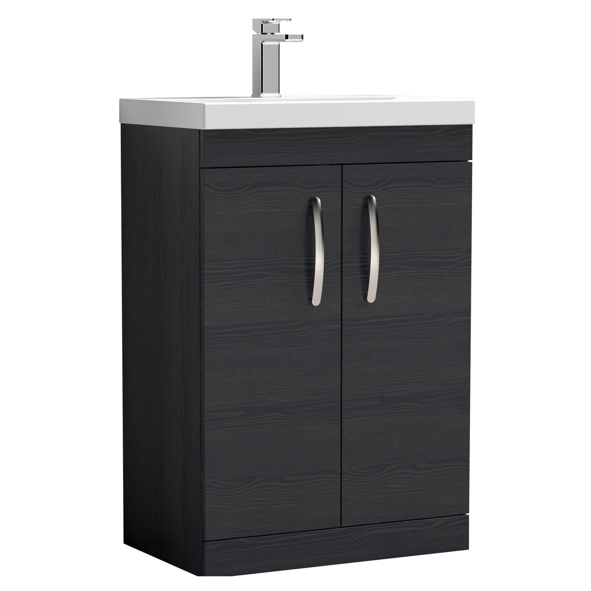 [BFRI026D] Millwich Contemporary 2 Door Floor Standing Vanity Unit with Thin Edge Basin - Choice of Size and Colour - Cutout