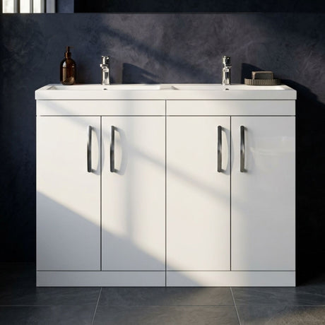 [BFRI027F] Millwich Contemporary 4 Door Floor Standing Vanity Unit with Basin - Choice of Colour - Silo