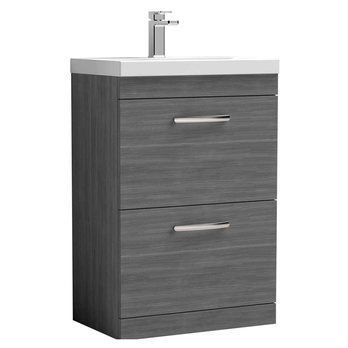 [BFRI032D] Millwich Contemporary 2 Drawer Floor Standing Vanity Unit with Thin Edge Basin - Choice of Size and Colour - Cutout