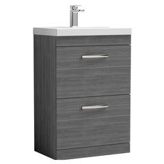 [BFRI032D] Millwich Contemporary 2 Drawer Floor Standing Vanity Unit with Thin Edge Basin - Choice of Size and Colour - Cutout