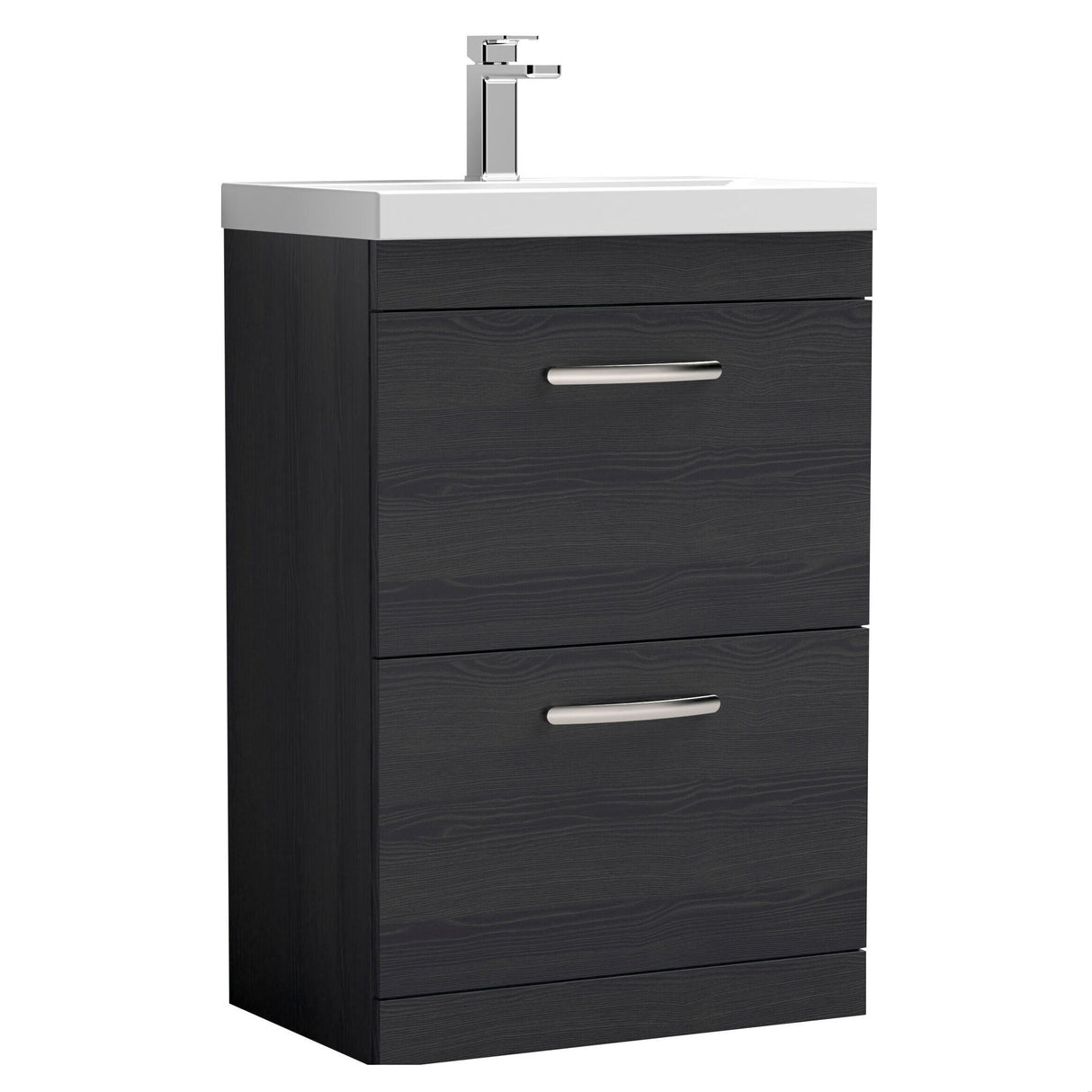 [BFRI033D] Millwich Contemporary 2 Drawer Floor Standing Vanity Unit with Thin Edge Basin - Choice of Size and Colour - Cutout