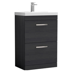 [BFRI033D] Millwich Contemporary 2 Drawer Floor Standing Vanity Unit with Thin Edge Basin - Choice of Size and Colour - Cutout