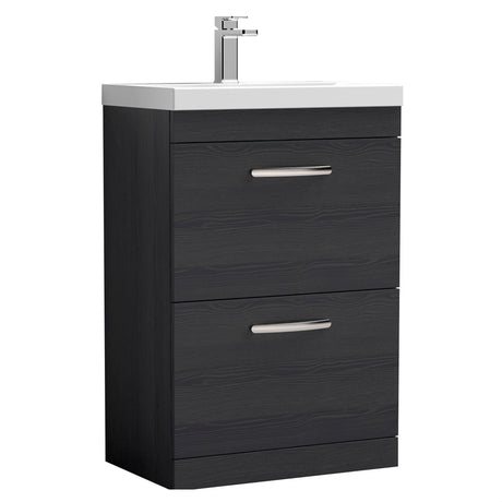 [BFRI033D] Millwich Contemporary 2 Drawer Floor Standing Vanity Unit with Thin Edge Basin - Choice of Size and Colour - Cutout