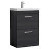 [BFRI033D] Millwich Contemporary 2 Drawer Floor Standing Vanity Unit with Thin Edge Basin - Choice of Size and Colour - Cutout