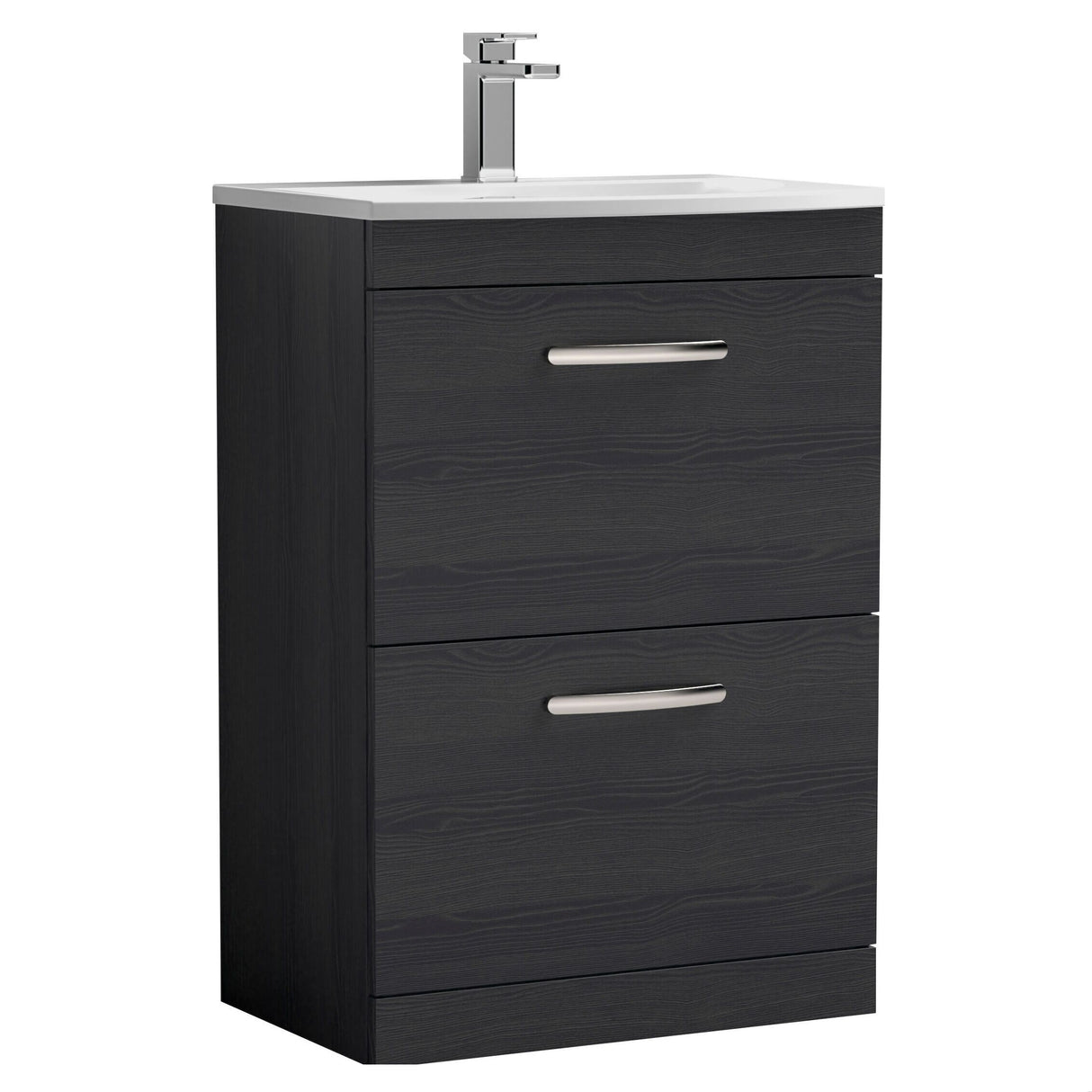 [BFRI033G] Millwich Contemporary 2 Drawer Floor Standing Vanity Unit with Curved Basin - Choice of Size and Colour - Cutout