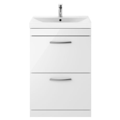 [BFRI034D] Millwich Contemporary 2 Drawer Floor Standing Vanity Unit with Thin Edge Basin - Choice of Size and Colour - Cutout