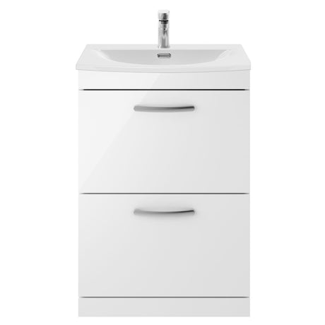 [BFRI034G] Millwich Contemporary 2 Drawer Floor Standing Vanity Unit with Curved Basin - Choice of Size and Colour - Cutout