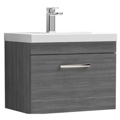 [BFRI039D] Millwich Contemporary 1 Drawer Wall Hung Vanity Unit with Thin Edge Basin - Choice of Size and Colour - Cutout