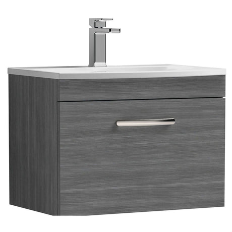 [BFRI039G] Millwich Contemporary 1 Drawer Wall Hung Vanity Unit with Curved Basin - Choice of Size and Colour - Cutout