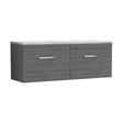 [BFRI039LBG2] Millwich Contemporary 2 Drawer Wall Hung Vanity Unit with Bellato Grey Laminate Worktop - Choice of Colour - Cutout