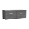 [BFRI039LBG2] Millwich Contemporary 2 Drawer Wall Hung Vanity Unit with Bellato Grey Laminate Worktop - Choice of Colour - Cutout