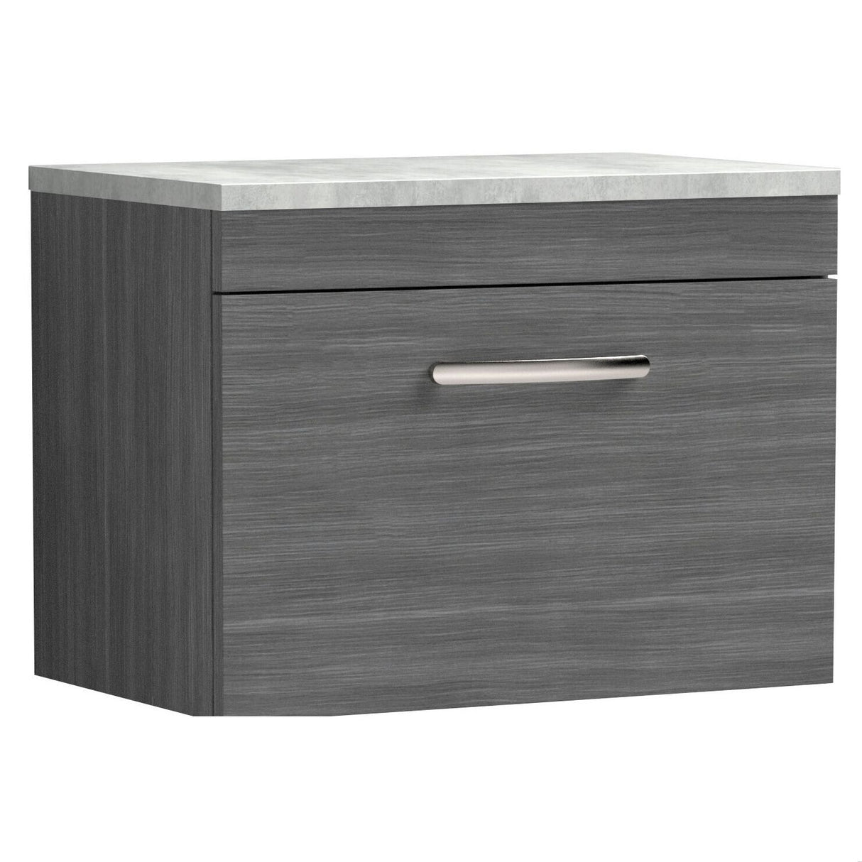 [BFRI039LBG] Millwich Contemporary 1 Drawer Wall Hung Vanity Unit with Bellato Grey Laminate Worktop - Choice of Size and Colour - Cutout
