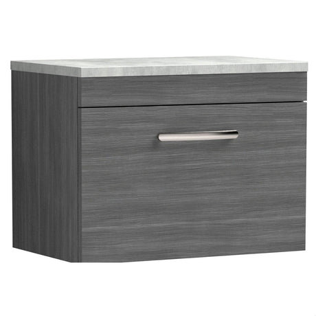 [BFRI039LBG] Millwich Contemporary 1 Drawer Wall Hung Vanity Unit with Bellato Grey Laminate Worktop - Choice of Size and Colour - Cutout