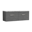 [BFRI039LCM2] Millwich Contemporary 2 Drawer Wall Hung Vanity Unit with Carrera Marble Laminate Worktop - Choice of Colour - Cutout