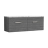 [BFRI039LCM2] Millwich Contemporary 2 Drawer Wall Hung Vanity Unit with Carrera Marble Laminate Worktop - Choice of Colour - Cutout