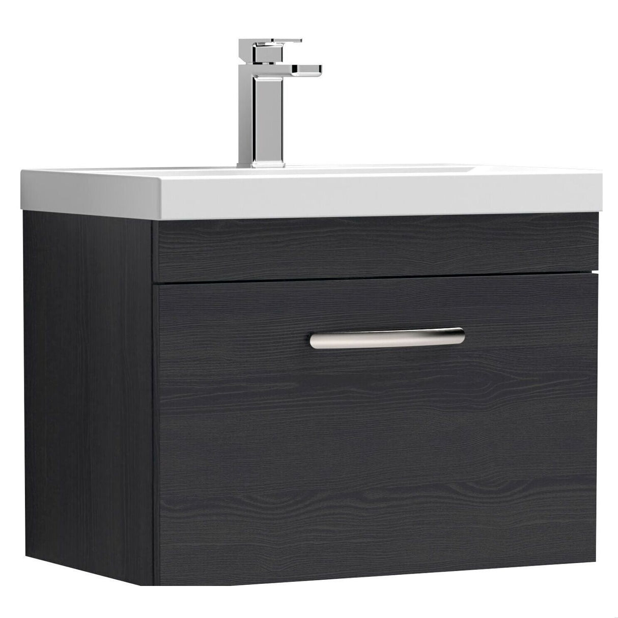 [BFRI040D] Millwich Contemporary 1 Drawer Wall Hung Vanity Unit with Thin Edge Basin - Choice of Size and Colour - Cutout