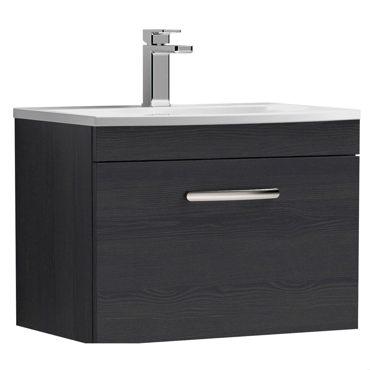 [BFRI040G] Millwich Contemporary 1 Drawer Wall Hung Vanity Unit with Curved Basin - Choice of Size and Colour - Cutout