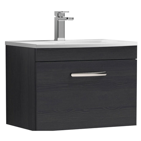 [BFRI040G] Millwich Contemporary 1 Drawer Wall Hung Vanity Unit with Curved Basin - Choice of Size and Colour - Cutout