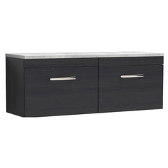 [BFRI040LBG2] Millwich Contemporary 2 Drawer Wall Hung Vanity Unit with Bellato Grey Laminate Worktop - Choice of Colour - Cutout