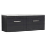 [BFRI040LBG2] Millwich Contemporary 2 Drawer Wall Hung Vanity Unit with Bellato Grey Laminate Worktop - Choice of Colour - Cutout