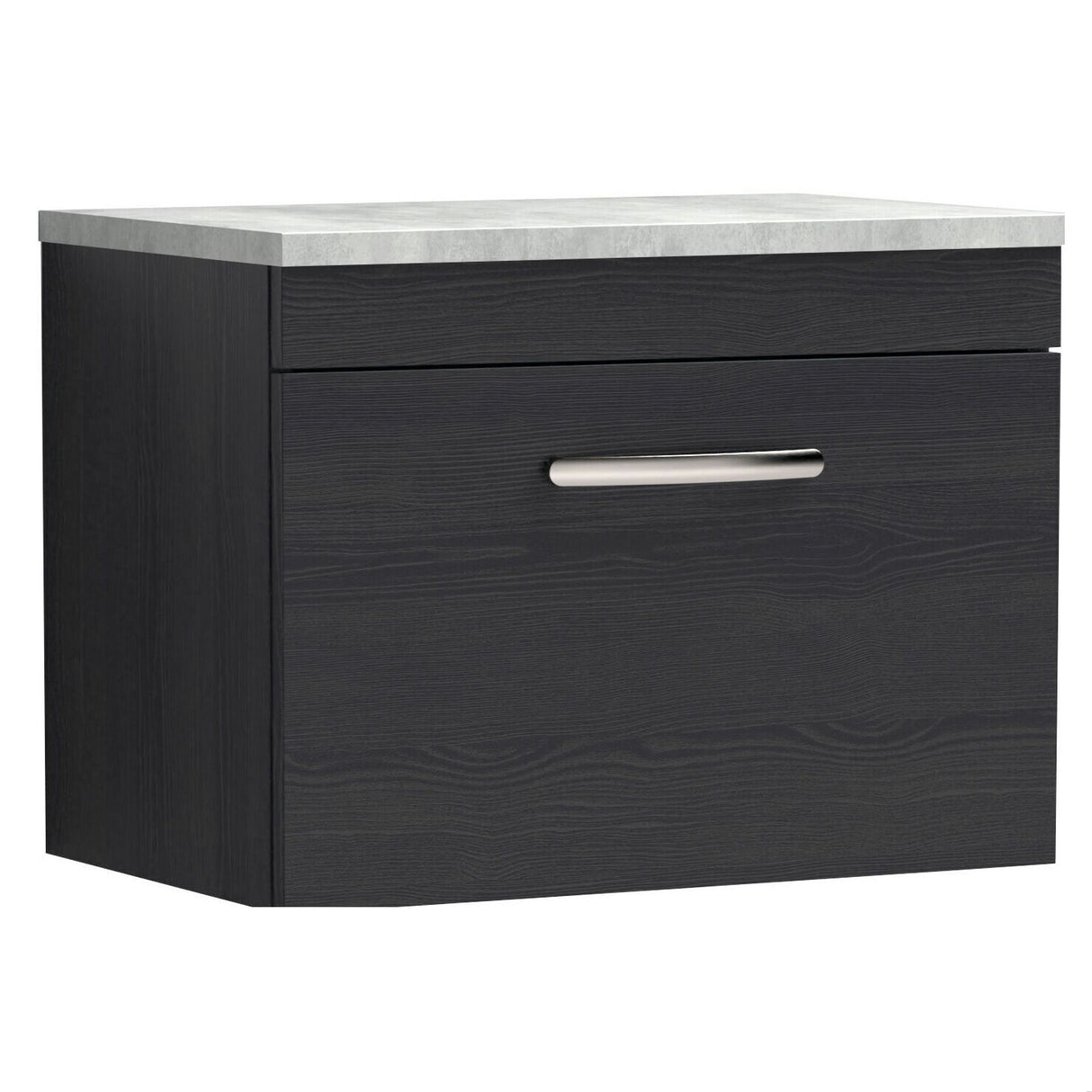 [BFRI040LBG] Millwich Contemporary 1 Drawer Wall Hung Vanity Unit with Bellato Grey Laminate Worktop - Choice of Size and Colour - Cutout
