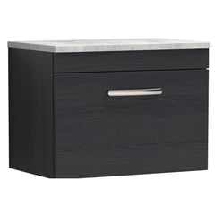 [BFRI040LBG] Millwich Contemporary 1 Drawer Wall Hung Vanity Unit with Bellato Grey Laminate Worktop - Choice of Size and Colour - Cutout