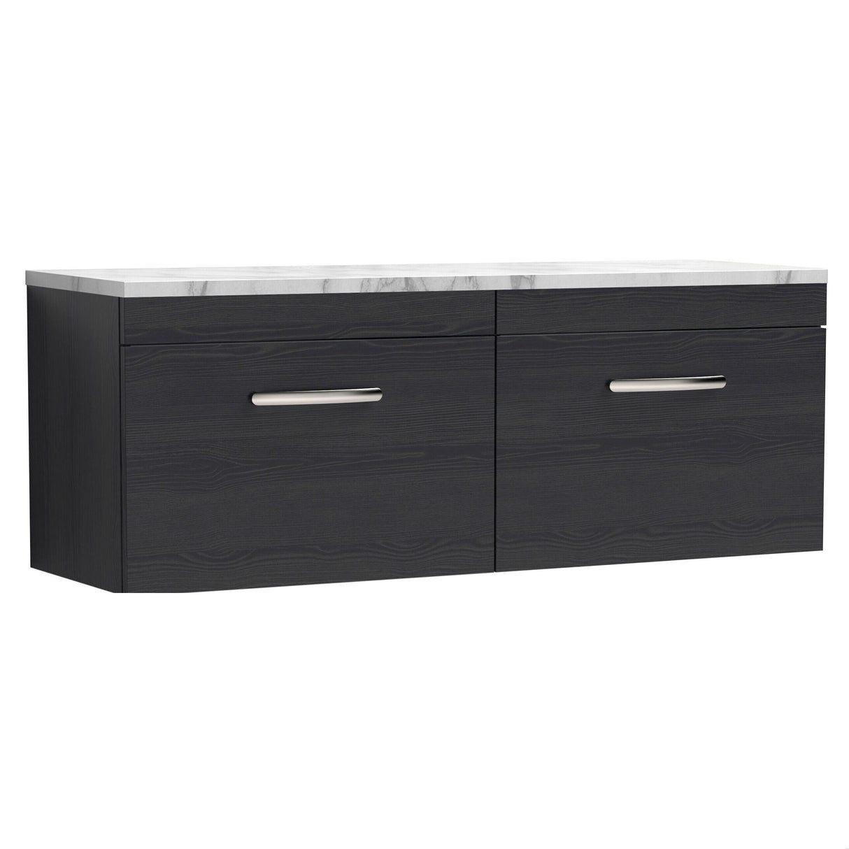 [BFRI040LCM2] Millwich Contemporary 2 Drawer Wall Hung Vanity Unit with Carrera Marble Laminate Worktop - Choice of Colour - Cutout