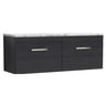 [BFRI040LCM2] Millwich Contemporary 2 Drawer Wall Hung Vanity Unit with Carrera Marble Laminate Worktop - Choice of Colour - Cutout