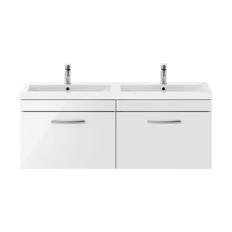[BFRI041F] Millwich Contemporary 2 Drawer Wall Hung Vanity Unit with Basin, Gloss White, 1200mm - Cutout