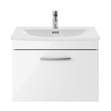 [BFRI041G] Millwich Contemporary 1 Drawer Wall Hung Vanity Unit with Curved Basin - Choice of Size and Colour - Cutout