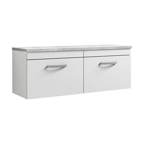 [BFRI041LBG2] Millwich Contemporary 2 Drawer Wall Hung Vanity Unit with Bellato Grey Laminate Worktop - Choice of Colour - Cutout