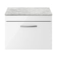 [BFRI041LBG] Millwich Contemporary 1 Drawer Wall Hung Vanity Unit with Laminate Black Galaxy Granite Worktop, 600mm - Cutout