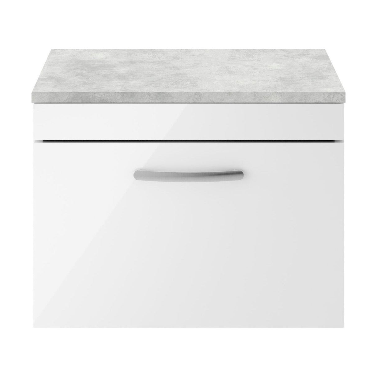 [BFRI041LBG] Millwich Contemporary 1 Drawer Wall Hung Vanity Unit with Laminate Black Galaxy Granite Worktop, 600mm - Cutout