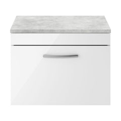 [BFRI041LBG] Millwich Contemporary 1 Drawer Wall Hung Vanity Unit with Laminate Black Galaxy Granite Worktop, 600mm - Cutout