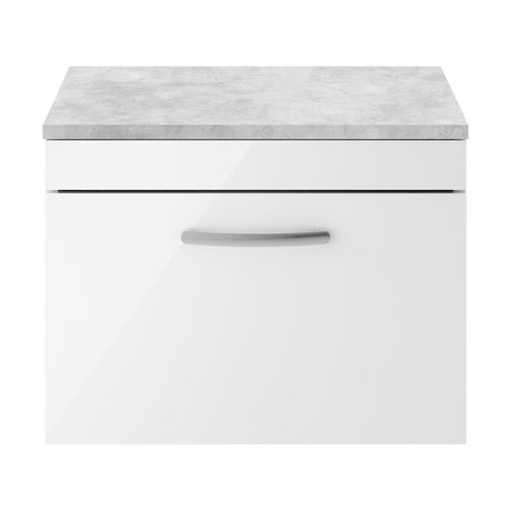 [BFRI041LBG] Millwich Contemporary 1 Drawer Wall Hung Vanity Unit with Laminate Black Galaxy Granite Worktop, 600mm - Cutout