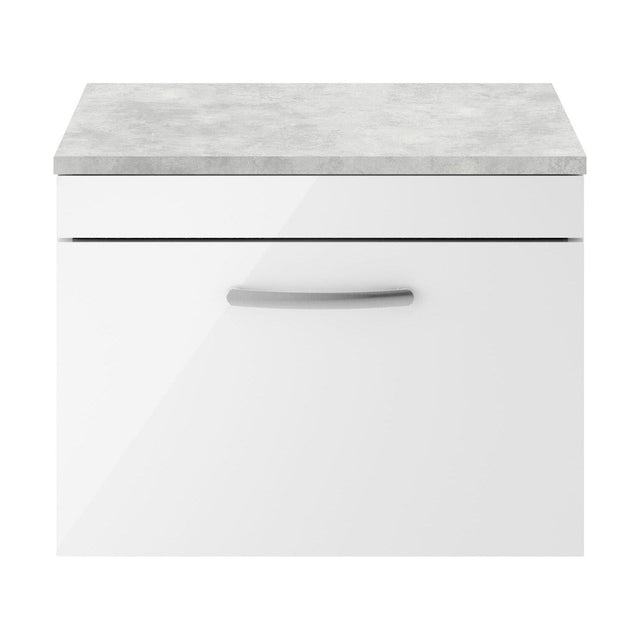 [BFRI041LBG] Millwich Contemporary 1 Drawer Wall Hung Vanity Unit with Laminate Black Galaxy Granite Worktop, 600mm - Cutout