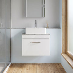 [BFRI041LBG] Millwich Contemporary 1 Drawer Wall Hung Vanity Unit with Bellato Grey Laminate Worktop - Choice of Size and Colour