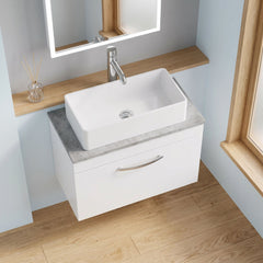 [BFRI041LBG] Millwich Contemporary 1 Drawer Wall Hung Vanity Unit with Bellato Grey Laminate Worktop - Choice of Size and Colour