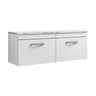 [BFRI041LCM2] Millwich Contemporary 2 Drawer Wall Hung Vanity Unit with Carrera Marble Laminate Worktop - Choice of Colour - Cutout
