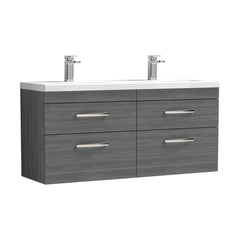 [BFRI046F] Millwich Contemporary 4 Drawer Wall Hung Vanity Unit with Basin, Anthracite Woodgrain, 1200mm - Cutout