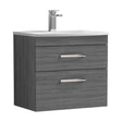 [BFRI046G] Millwich Contemporary 2 Drawer Wall Hung Vanity Unit with Curved Basin, Anthracite Woodgrain, 600mm - Cutout