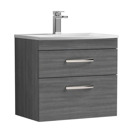 [BFRI046G] Millwich Contemporary 2 Drawer Wall Hung Vanity Unit with Curved Basin - Choice of Size and Colour - Cutout