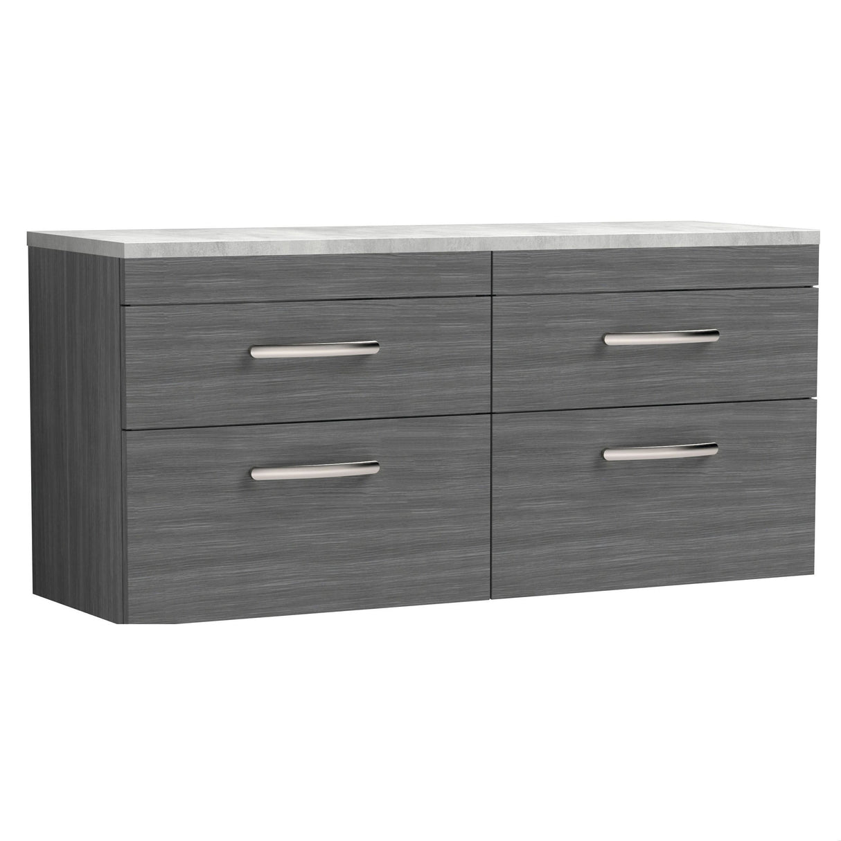 [BFRI046LBG2] Millwich Contemporary 4 Drawer Wall Hung Vanity Unit with Bellato Grey Laminate Worktop - Choice of Colour - Cutout