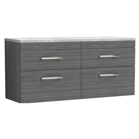 [BFRI046LBG2] Millwich Contemporary 4 Drawer Wall Hung Vanity Unit with Bellato Grey Laminate Worktop - Choice of Colour - Cutout