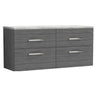 [BFRI046LBG2] Millwich Contemporary 4 Drawer Wall Hung Vanity Unit with Bellato Grey Laminate Worktop - Choice of Colour - Cutout