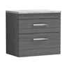 [BFRI046LBG] Millwich Contemporary 2 Drawer Wall Hung Vanity Unit with Bellato Grey Laminate Worktop - Choice of Size and Colour - Cutout