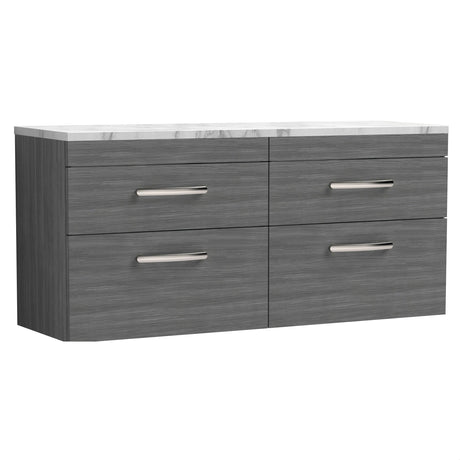 [BFRI046LCM2] Millwich Contemporary 4 Drawer Wall Hung Vanity Unit with Carrera Marble Laminate Worktop - Choice of Colour - Cutout